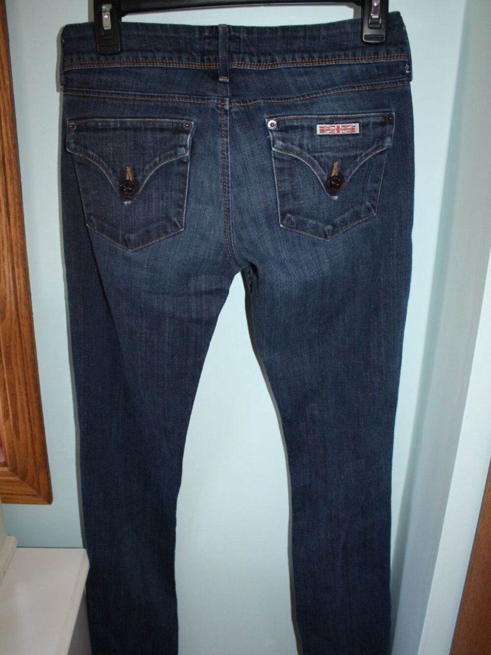 HUDSON USA Low-Rise Skinny Dark Wash Blue Ankle Jeans Flap Pocket Size 27 EUC